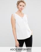 Asos Maternity Deep Plunge Lace Insert Cami Tank - White