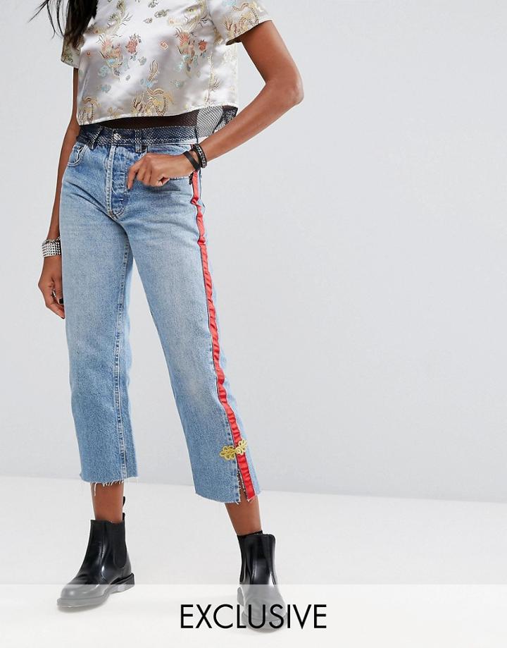 Reclaimed Vintage Revived Festival Levi's Jeans With Trim - Blue