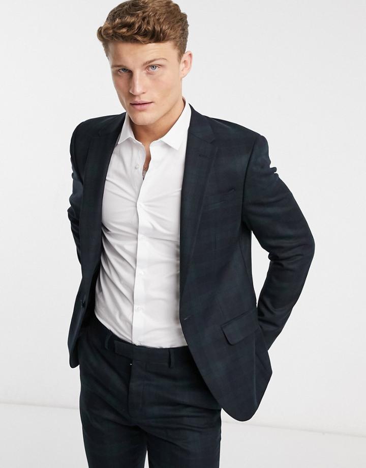 River Island Suit Jacket In Check-green