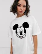 Bershka Mickey T-shirt In White - White