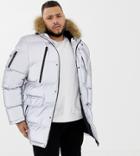 Good For Nothing Parka Coat In Reflective Exclusive To Asos - Silver