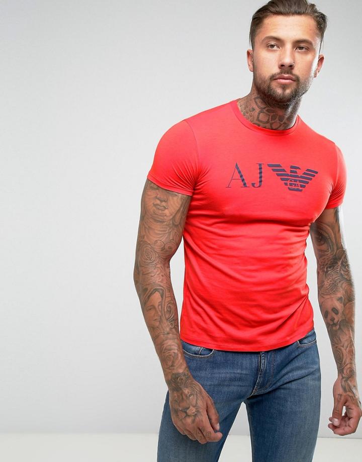 Armani Jeans Crew Neck Aj Logo T-shirt Red - Red