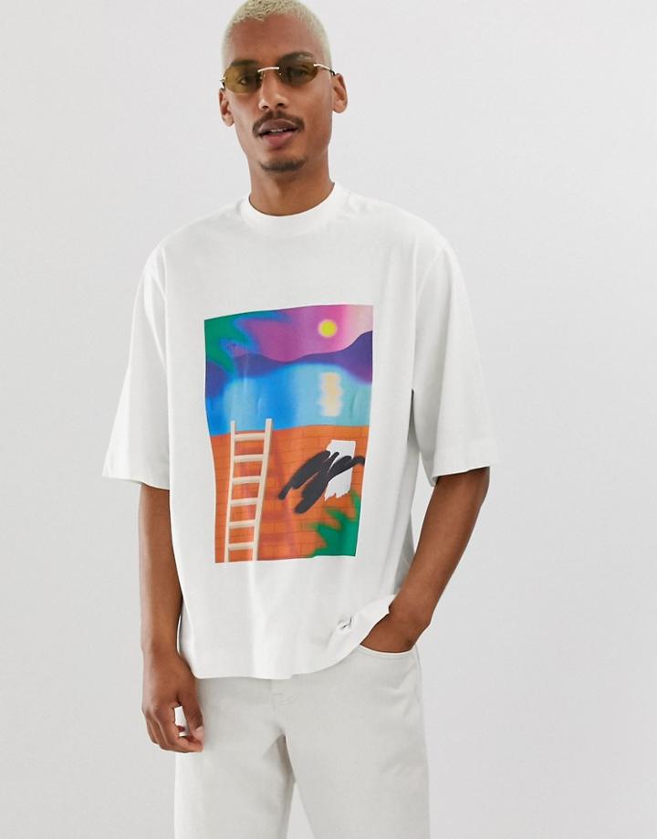 Noak Oversized T-shirt With Art Print - White