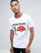 Jack & Jones Core Pokemon T-shirt With Pokeball Print - White
