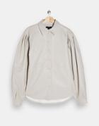 Topshop Idol Faux Leather Seam Detail Shirt In Cream-white