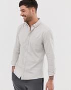 Asos Design Casual Slim Oxford Shirt In Ecru-cream