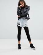 New Look Lace Trim Hem Legging - Black
