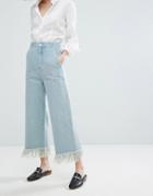 Vale High Rise Fray Hem Culotte - Blue