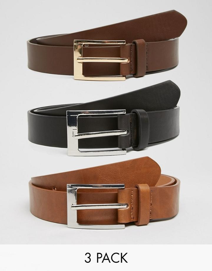Asos Smart Belt 3 Pack Save 17%