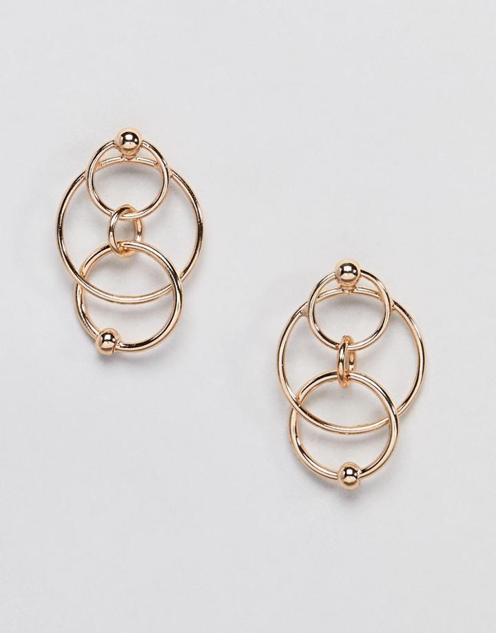 Monki Multi Link Circle Earrings - Gold