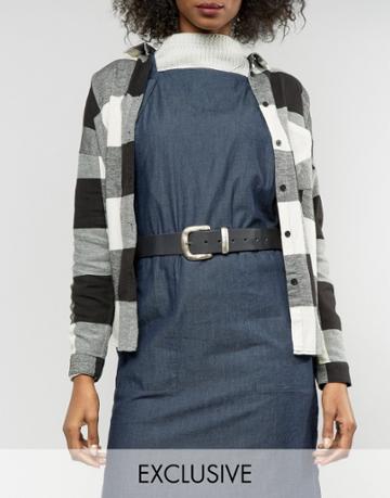 Retro Luxe London Exclusive Leather Jeans Belt - Black