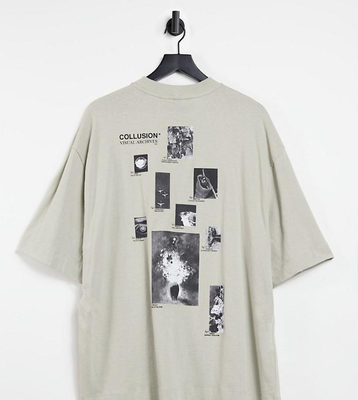 Collusion Photographic Print T-shirt In Taupe-brown