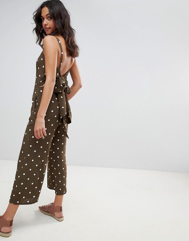 Faithfull Playa Jumpsuit In Polka Dot - Green