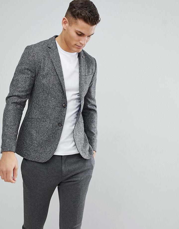 Ted Baker Slim Blazer In Wool Mix - Gray