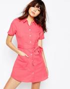 Asos Natural Fibre Shirt Dress - Pink
