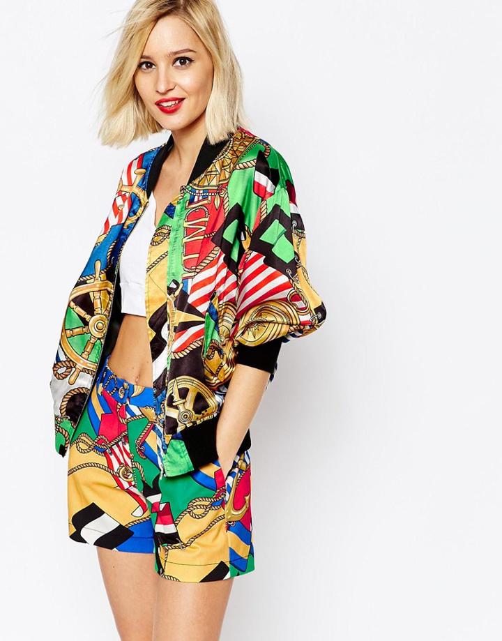 Love Moschino Archive Print Satin Mix Jacket - Print