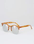 7x Tortoise Half Frame Sunglasses - Brown Tort