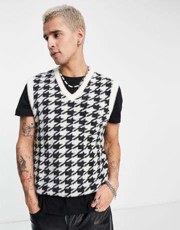 Devil's Advocate Brushed Dogtooth Vest-black