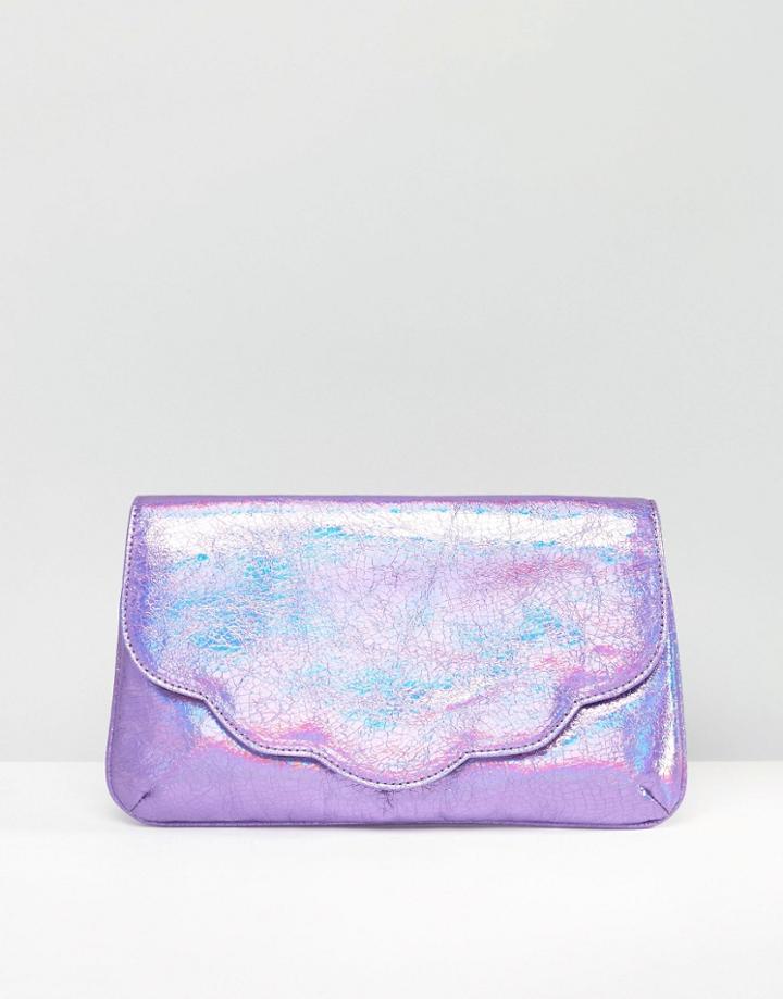 Asos Metallic Scallop Clutch Bag - Pink