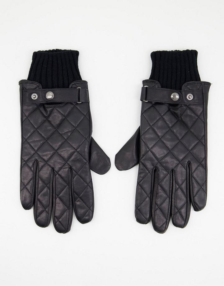 Paul Costelloe Leather Quilted Driving Gloves In Black