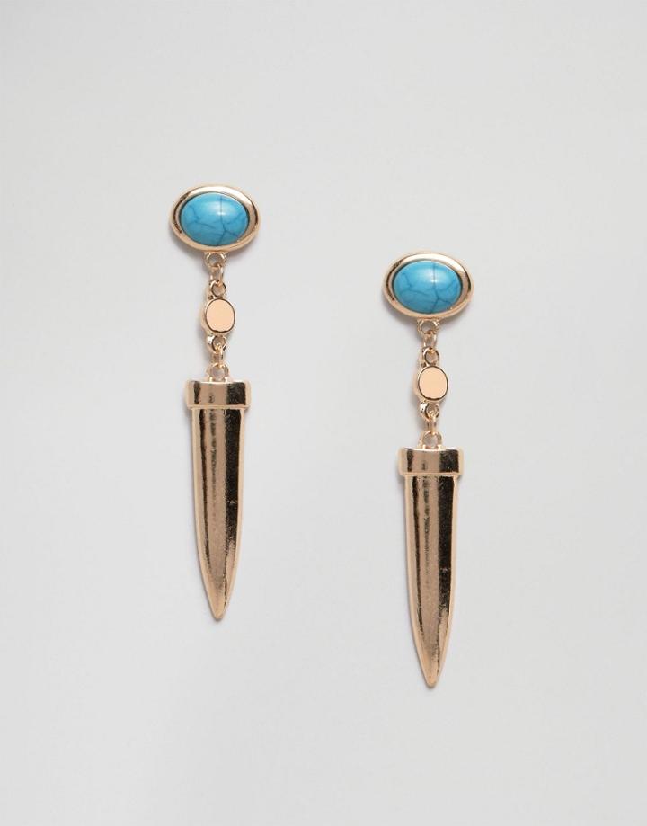 Ashiana Gem And Bar Drop Earrings - Gold