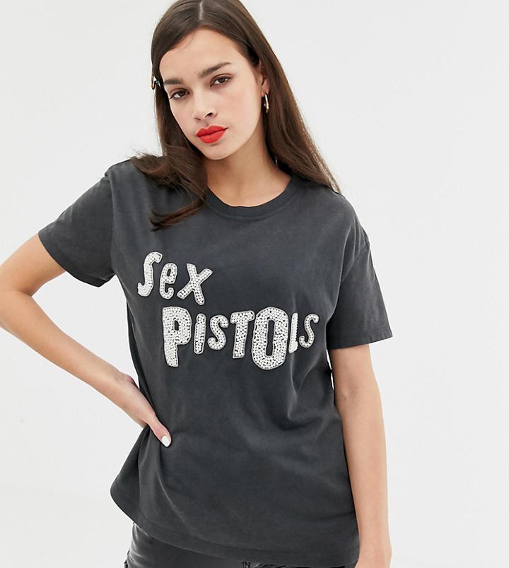 Bershka Sex Pistols License Tee In Gray - Gray