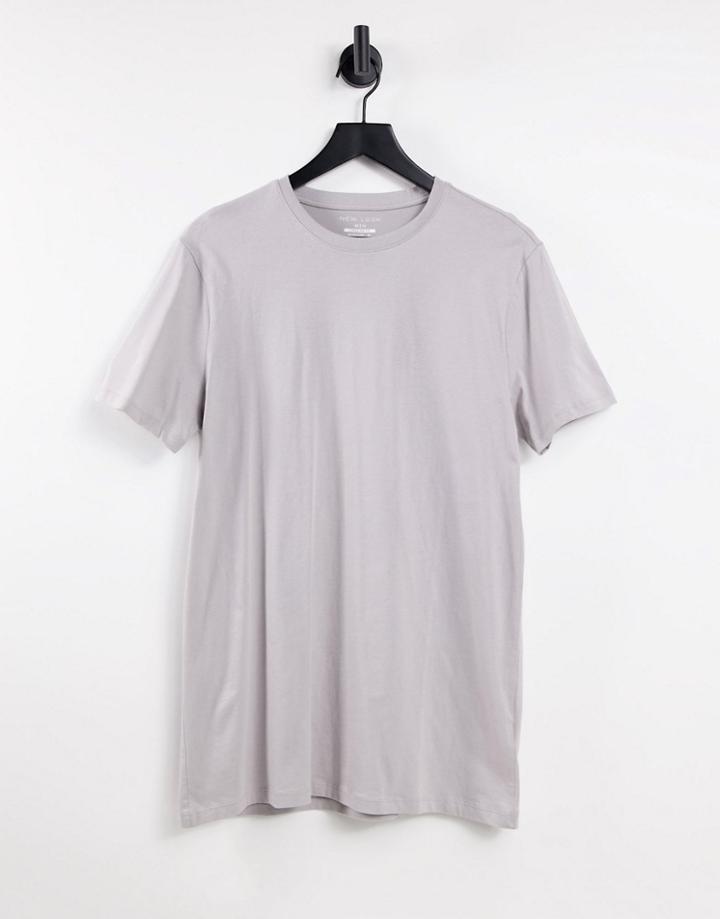 New Look Longline T-shirt In Gray