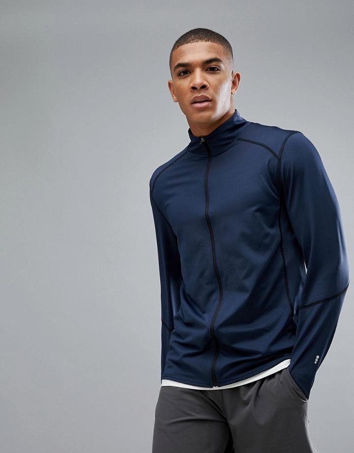 New Look Sport Sweat With Zip Front In Navy - Navy
