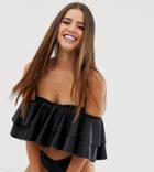 Glamorous Exclusive Frill Bandeau Bikini Top In Black