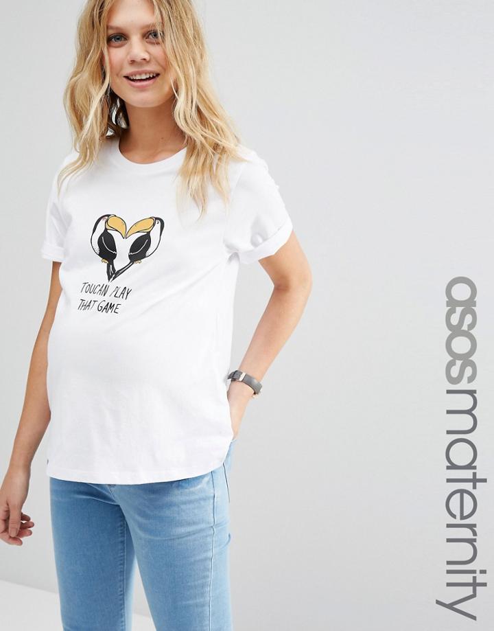 Asos Maternity T-shirt With Toucan Print - White