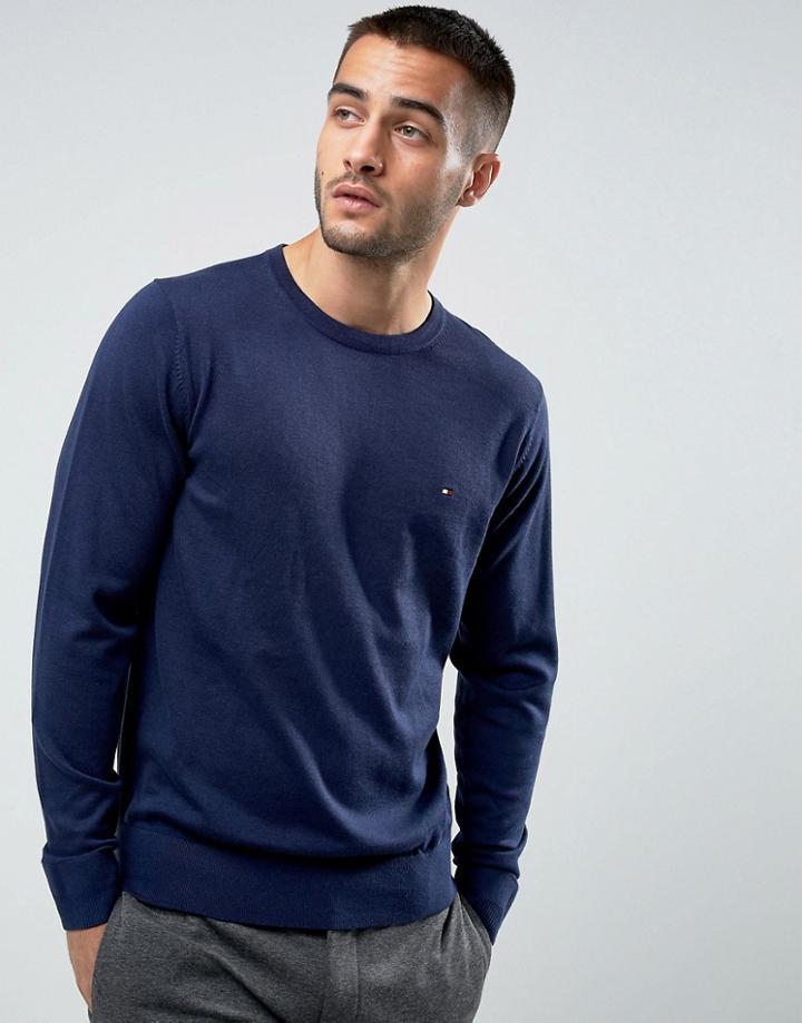 Tommy Hilfiger Sweater Plaited Cotton Silk In Blue - Blue