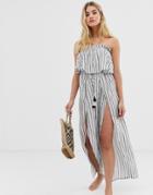 America & Beyond Silver Outline Beach Jumpsuit - White