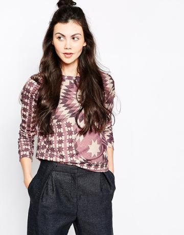 Emma Cook Americana Print Sweatshirt - Burgundy