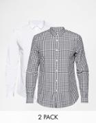 Asos Smart Shirt Check 2 Pack Save 20% - Multi