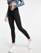 Topshop Ribbed Legging With Front Label In Black