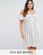 Junarose Striped Bardot Dress - Multi
