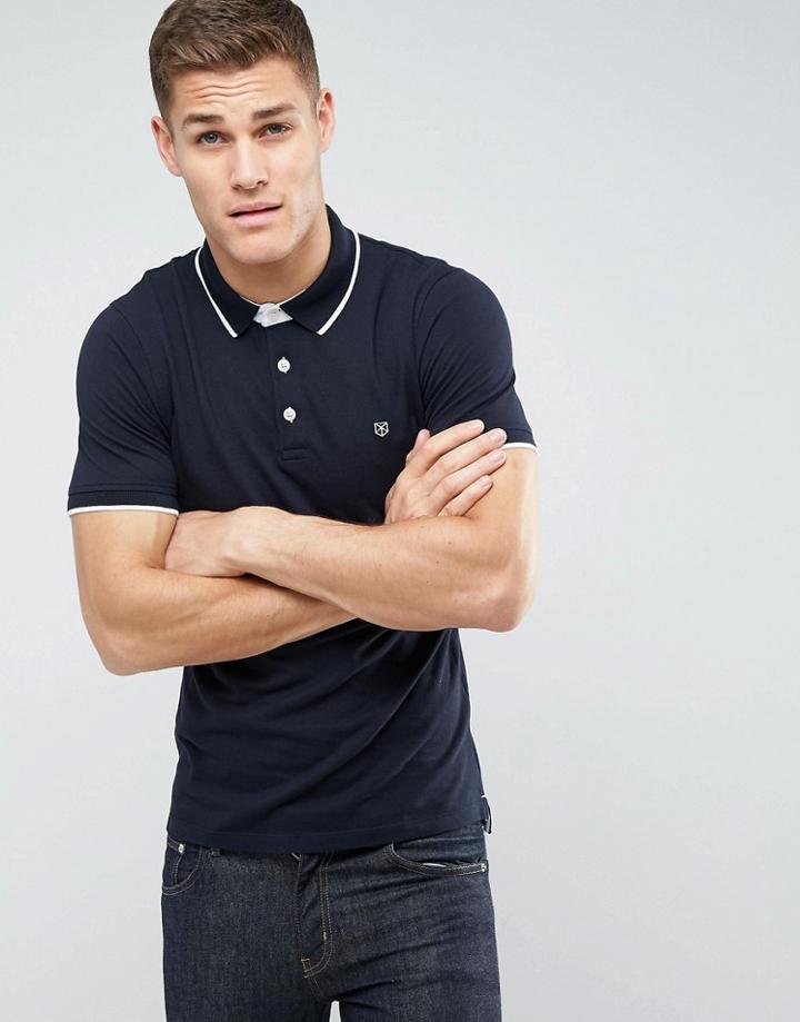 Jack & Jones Premium Tipped Polo - Navy