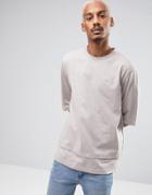 Puma Oversized Double Hemmed T-shirt In Beige Exclusive To Asos - Gray