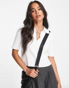 Calvin Klein Jeans Ribbed Polo Top In White