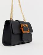 Asos Design Shoulder Bag With Tort Buckle-black