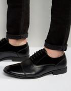 Asos Oxford Shoes In Black Faux Leather With Faux Suede Detail - Black