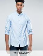 Jacamo Tall Oxford Shirt With Long Sleeves In Blue - Blue