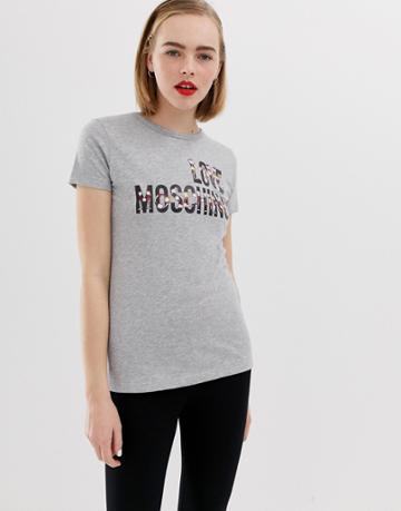 Love Moschino Novelty Logo T-shirt - Gray