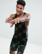 Asos X Mtv Extreme Racer Back Tank With All Over Mtv Print - Black