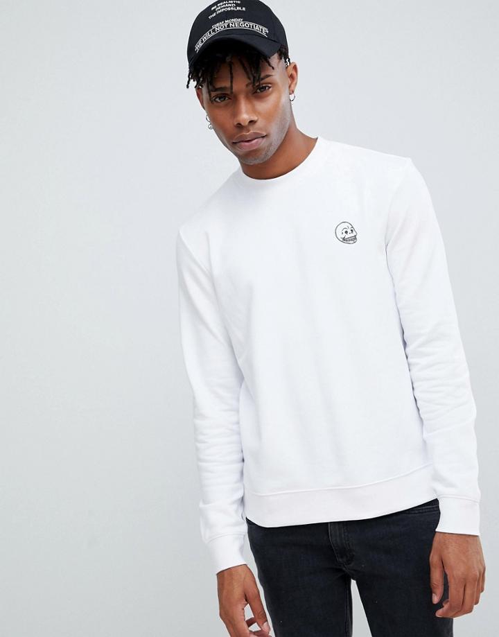 Cheap Monday Tiny Skull Logo Sweatshirt White - White