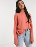 Oasis Scallop Detail Sweater In Coral-pink