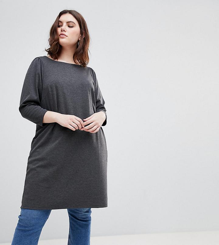 New Look Curve Longline Tunic Dress - Black