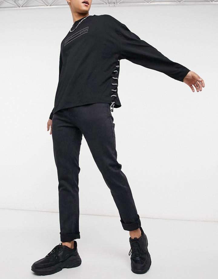 Ldn Dnm Slim Jeans In Washed Black