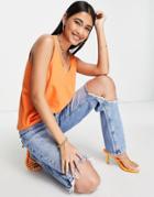 Asos Design Ultimate Tank Top With Scoop Neck In Cotton Blend In Rust - Tan-brown