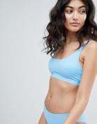 Weekday Cropped Bikini Top In Blue - Blue